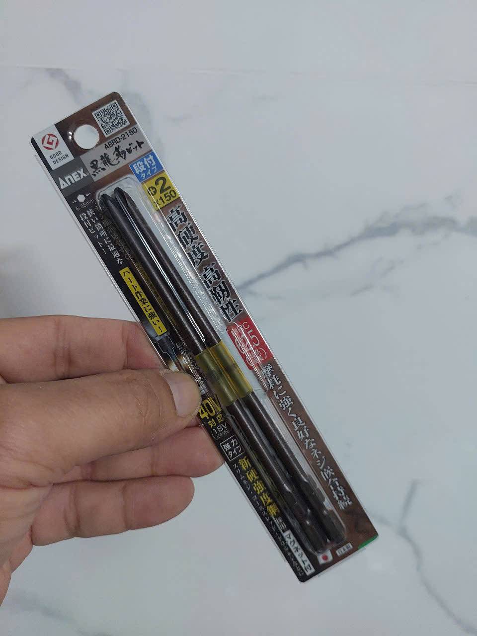 Vỉ 2 Mũi vặn vít 1 đầu có từ tính Anex ABRD-2150