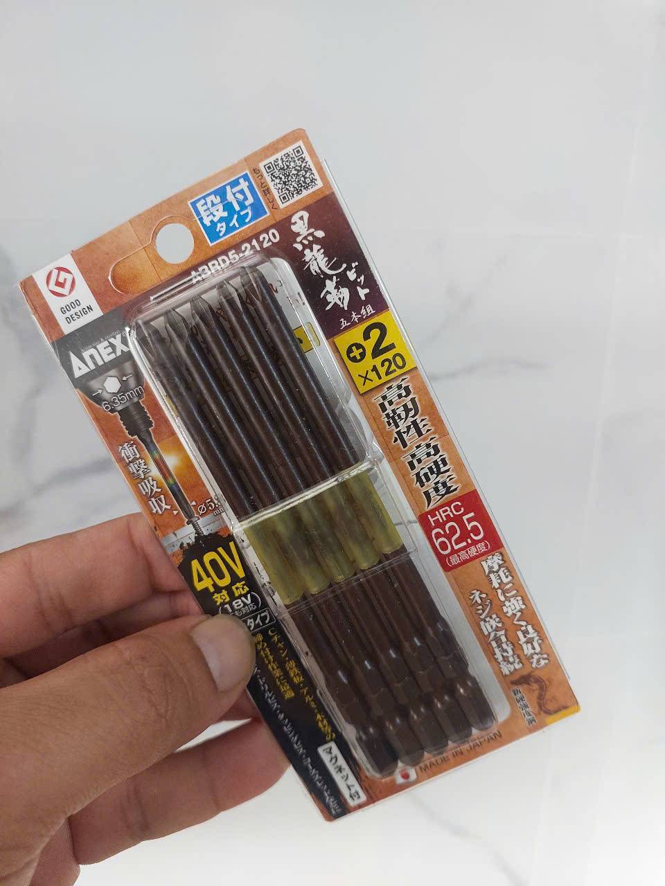 Vỉ 5 Mũi vặn vít 1 đầu có từ tính Anex ABRD5-2120