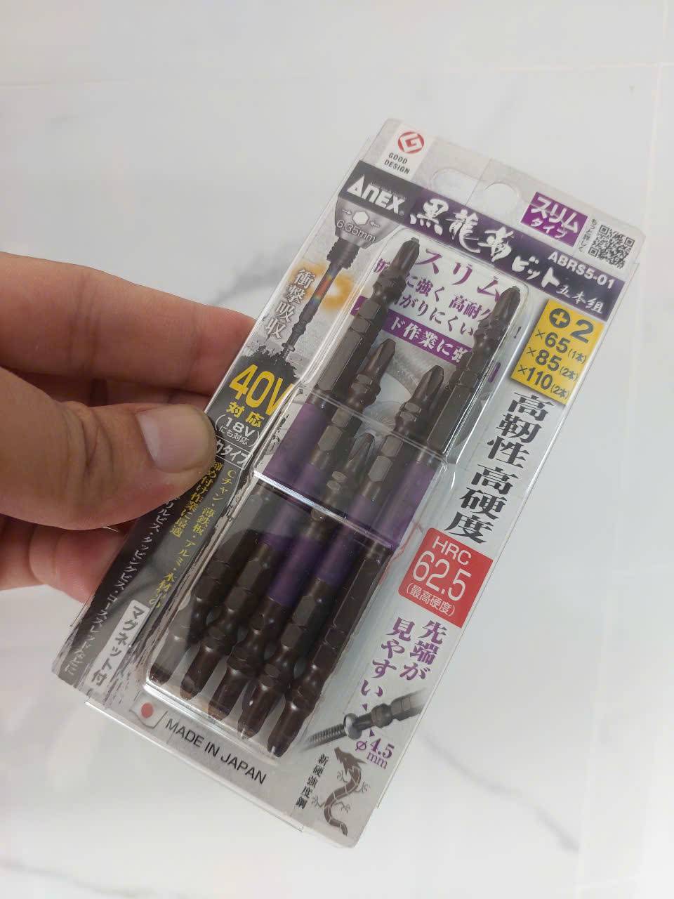 Vỉ 5 Mũi vặn vít 2 đầu có từ tính Anex ABRS5-01