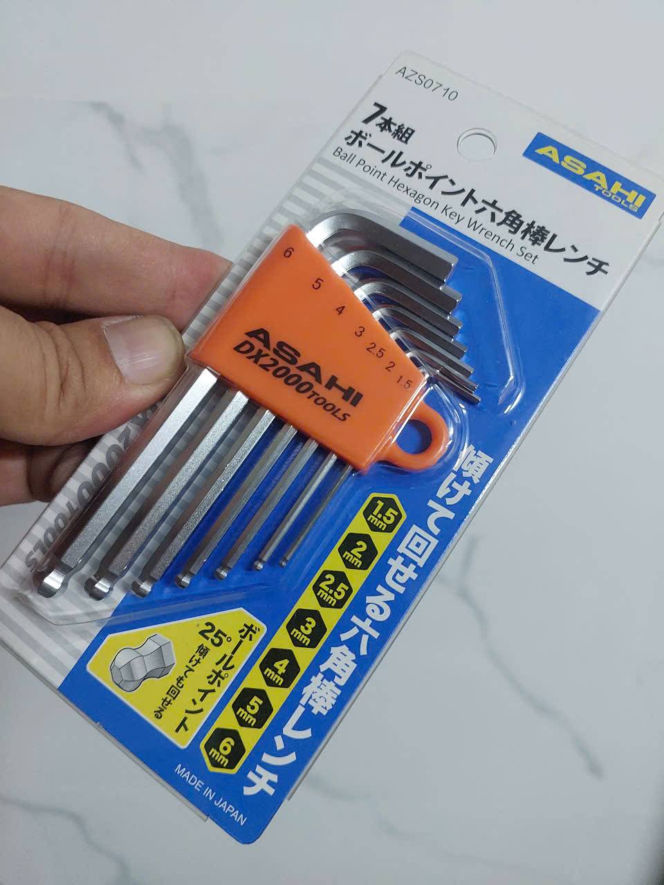 Bộ lục giác bi loại ngắn 1.5-6mm Asahi AZS0710