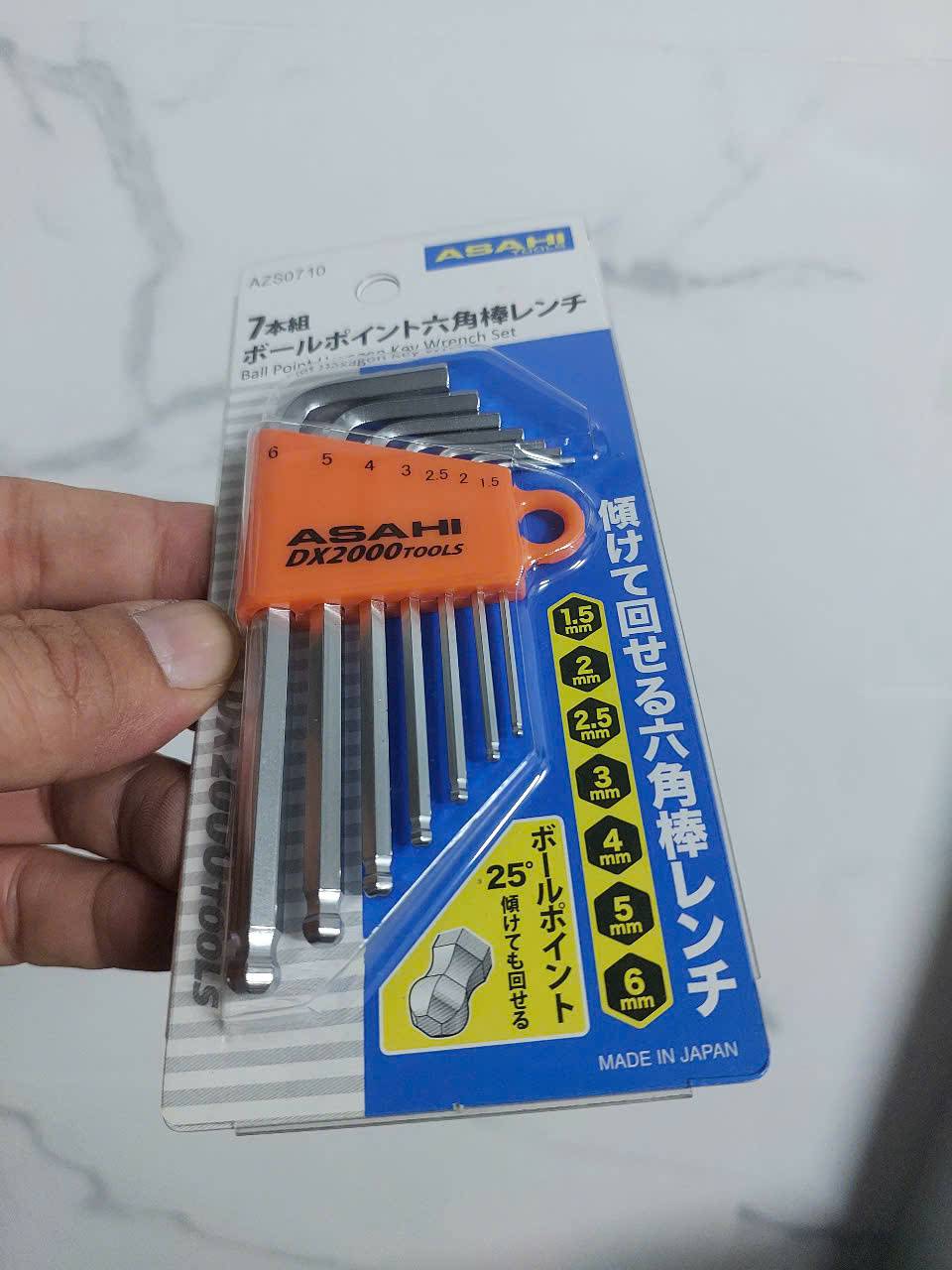 Bộ lục giác bi loại ngắn 1.5-6mm Asahi AZS0710