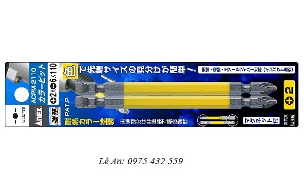 Vỉ 2 mũi vít 2 đầu có từ tính Anex ACPM-2110 Vỉ 2 mũi vít 2 đầu có từ tính Anex ACPM-2110
