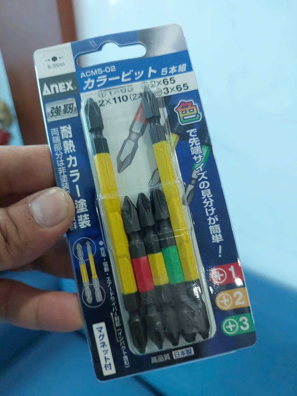 Vỉ 5 mũi vít 4 cạnh 2 đầu Anex ACM5-02