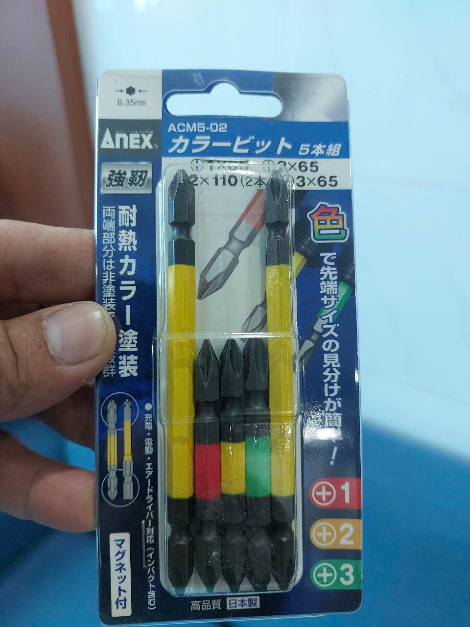 Vỉ 5 mũi vít 4 cạnh 2 đầu Anex ACM5-02