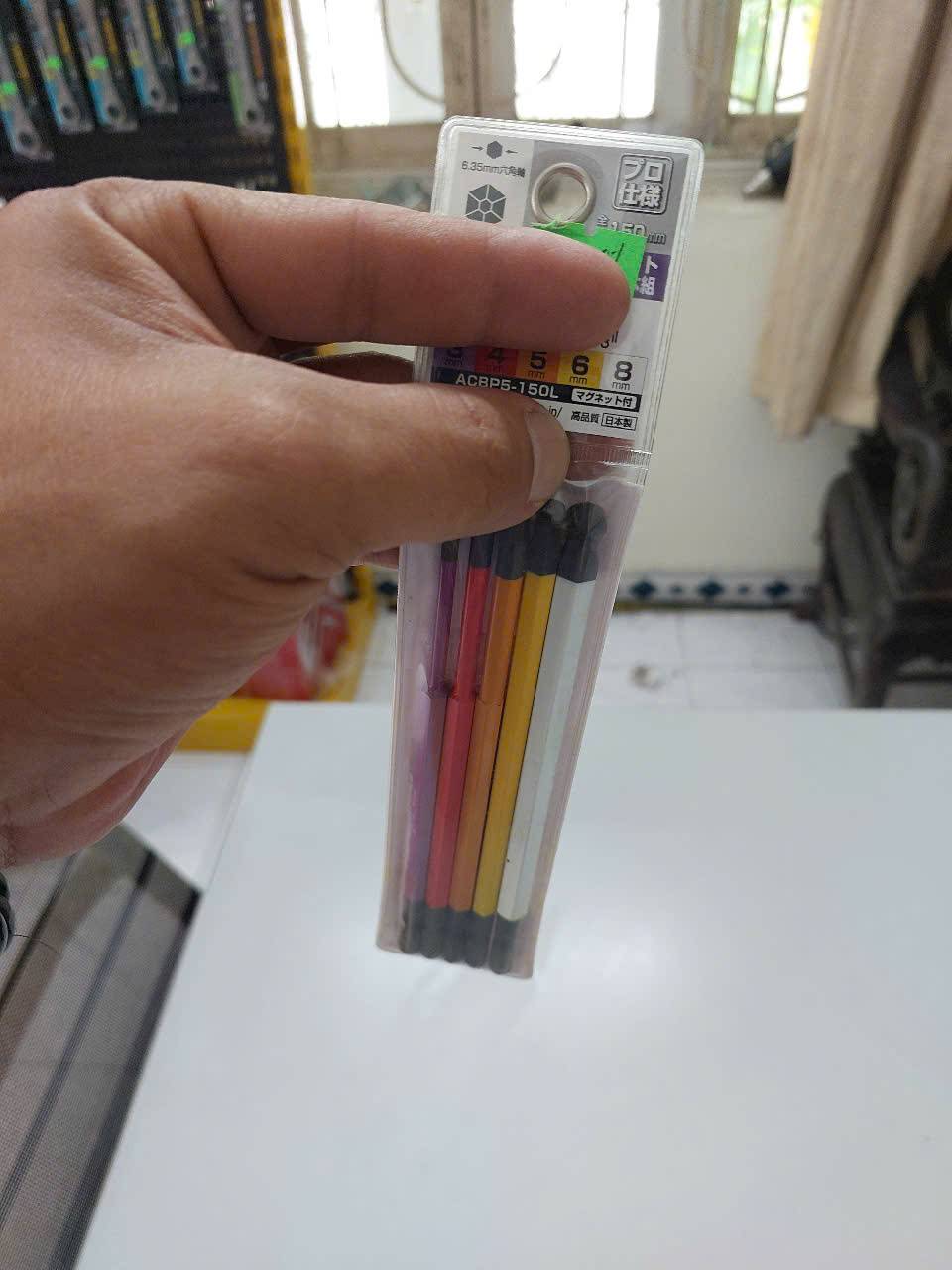 Vỉ 5 mũi vít đầu lục giác bi Anex ACBP5-150L