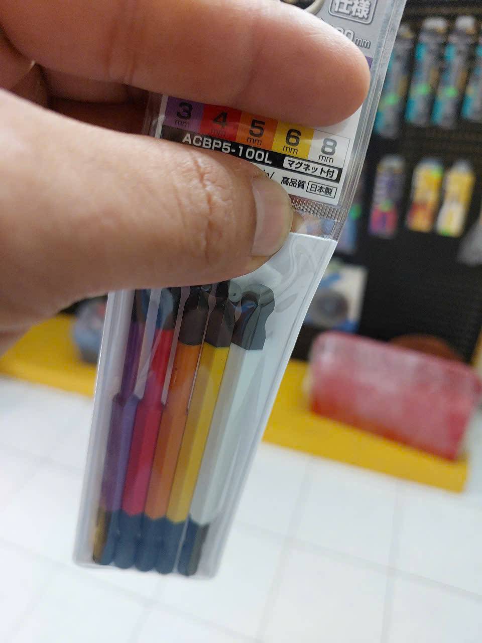 Vỉ 5 mũi vít đầu lục giác bi Anex ACBP5-100L