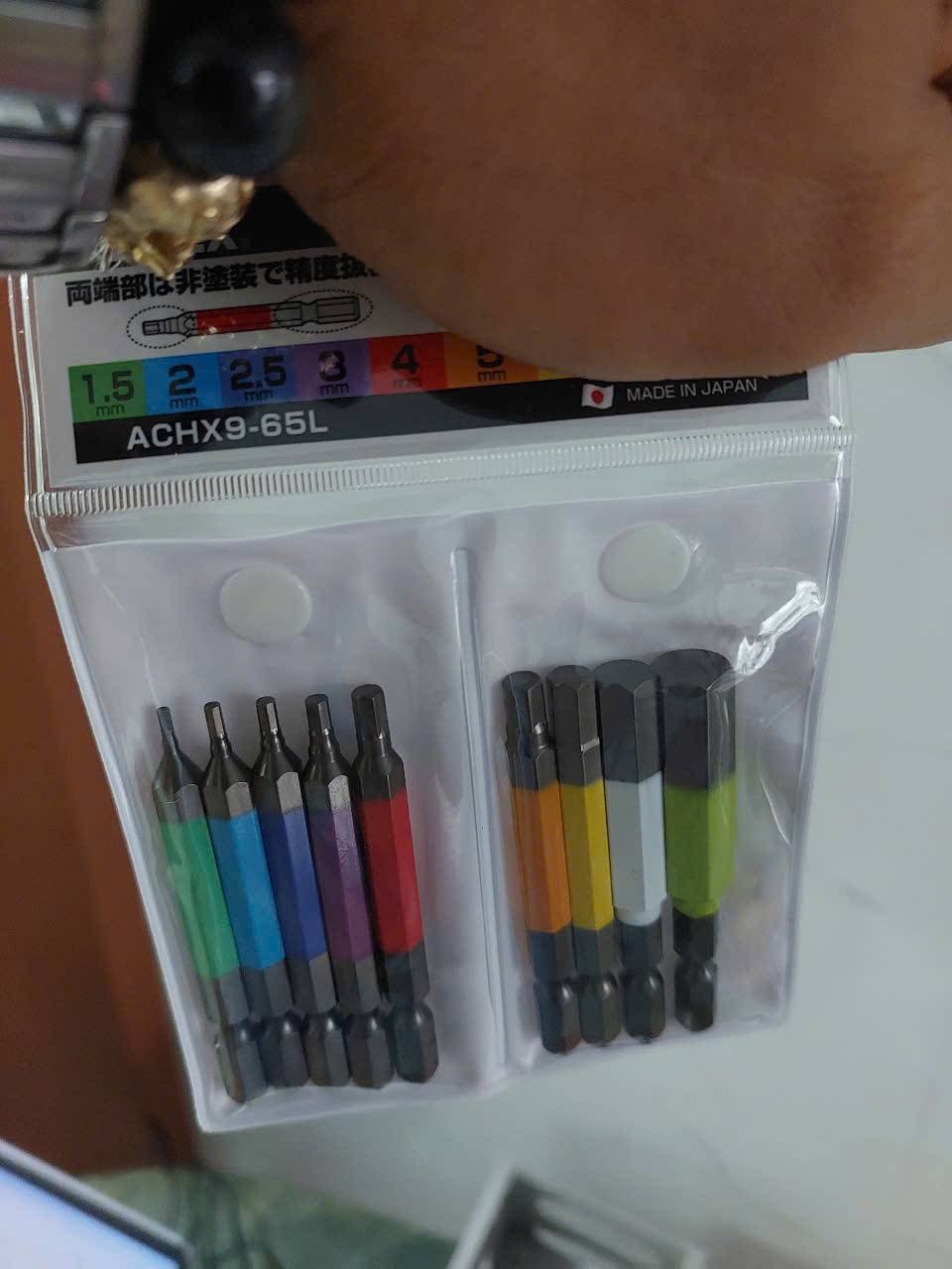 Vỉ 9 mũi vít đầu lục giác Anex ACHX9-65L