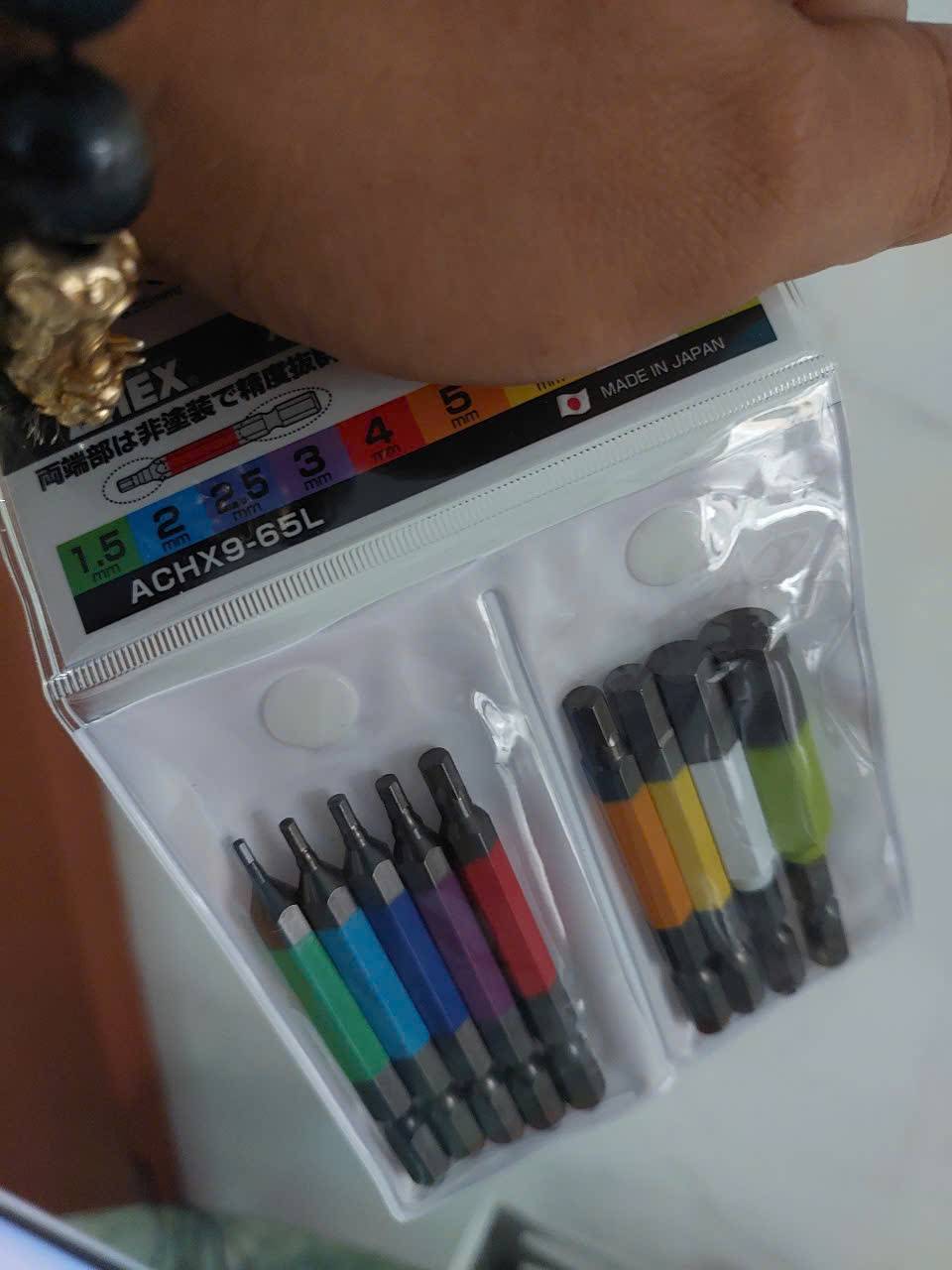 Vỉ 9 mũi vít đầu lục giác Anex ACHX9-65L