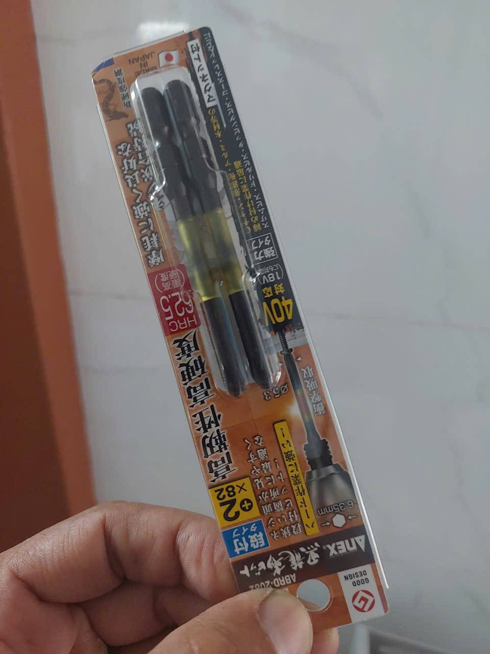 Vỉ 2 Mũi vặn vít 1 đầu có từ tính Anex ABRD-2082