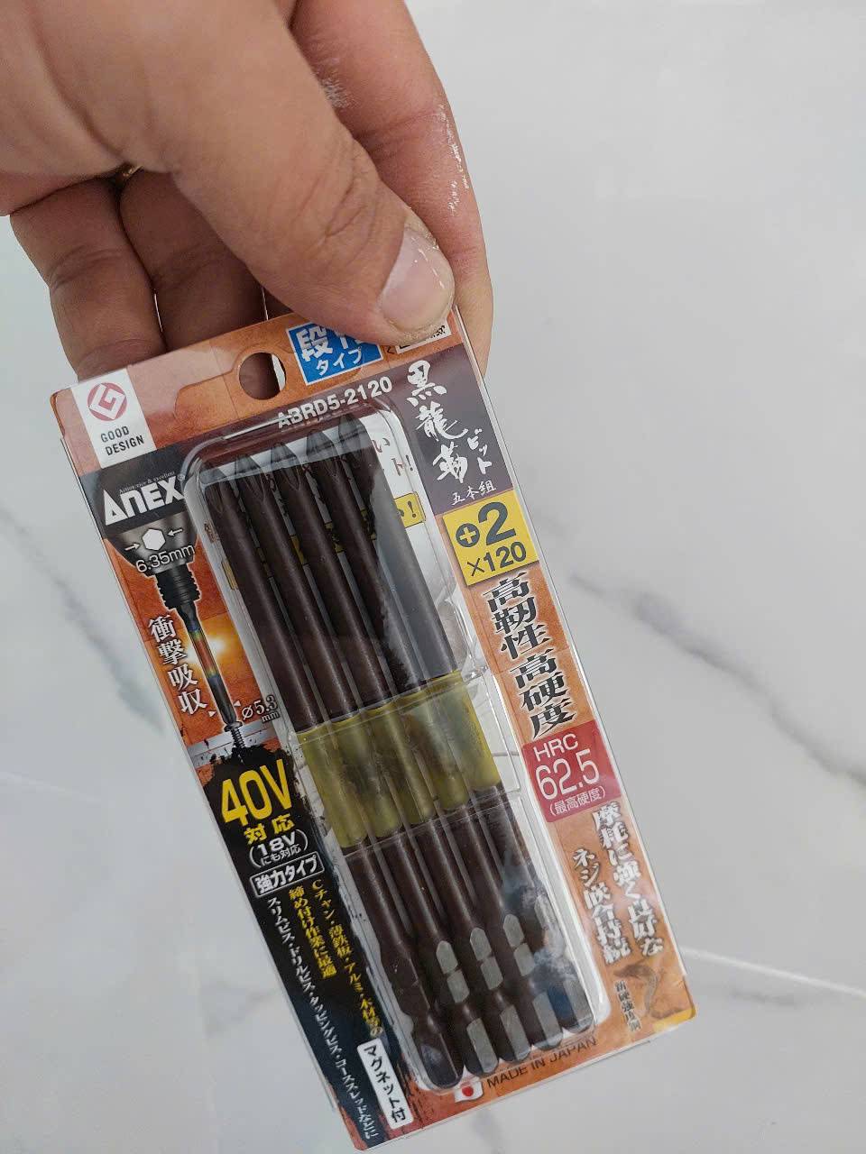 Vỉ 5 Mũi vặn vít 1 đầu có từ tính Anex ABRD5-2120