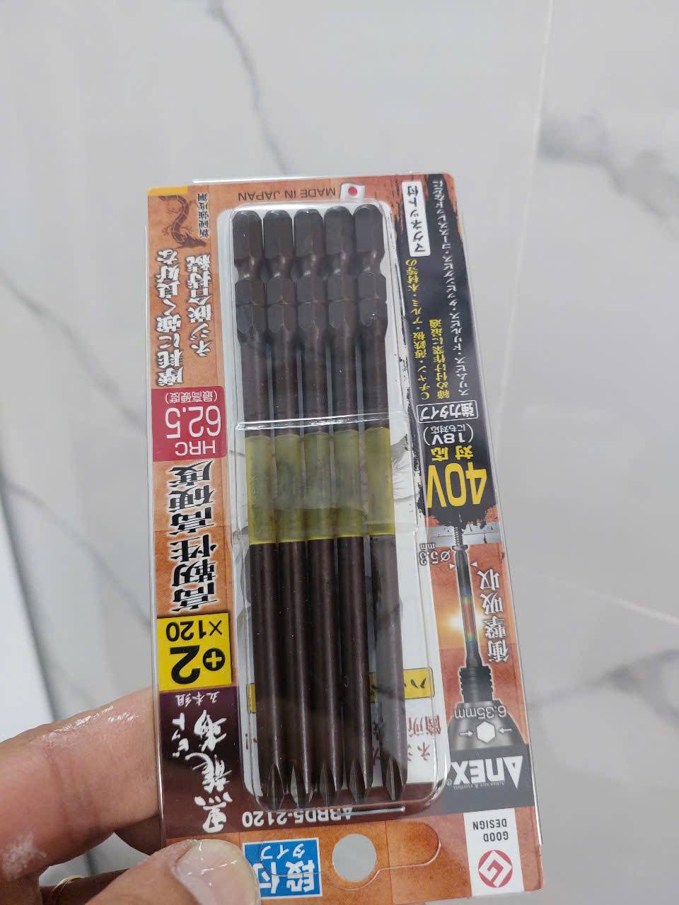 Vỉ 5 Mũi vặn vít 1 đầu có từ tính Anex ABRD5-2120