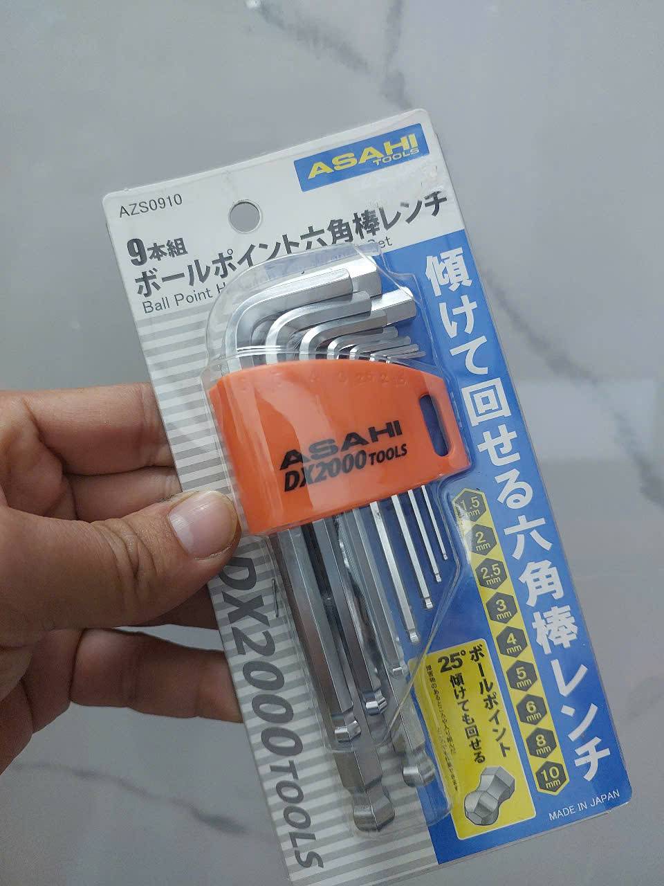 Bộ lục giác bi loại ngắn 1.5-10mm Asahi AZS0910