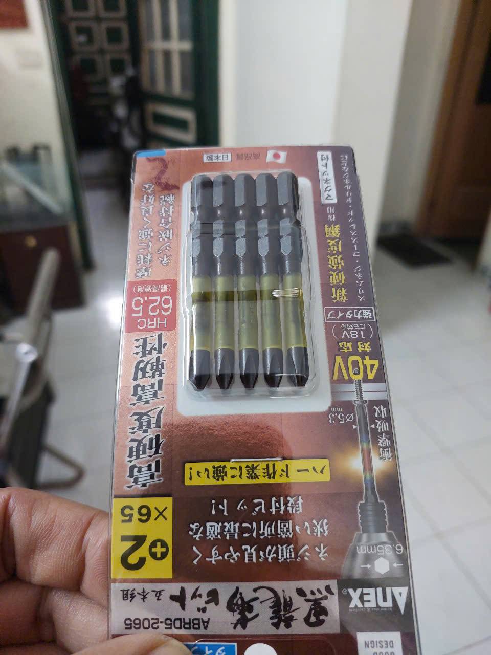 Vỉ 5 Mũi vặn vít 1 đầu có từ tính Anex ABRD5-2065