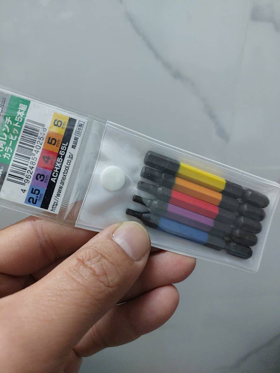 Vỉ 5 mũi vít đầu lục giác Anex ACHX5-65L