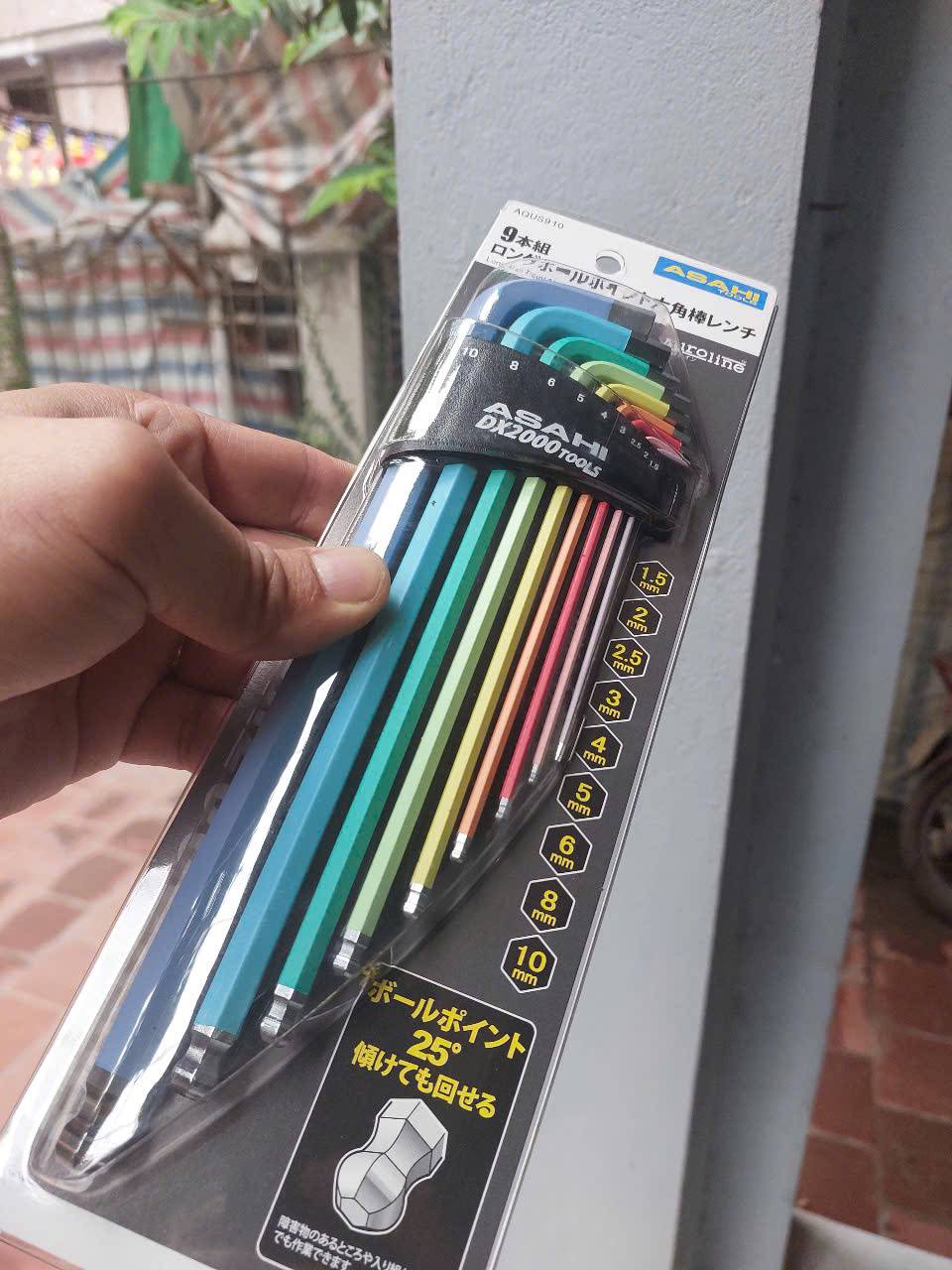 Bộ lục giác bi hệ mét 9 chi tiết Asahi AQUS910