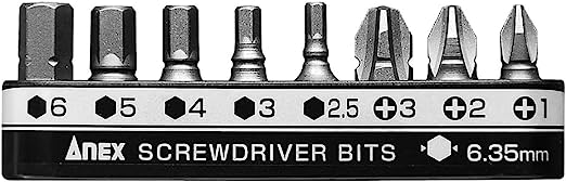 Bộ 8 mũi vít dầu bake và đầu lục giác Anex AK-51P-B8H