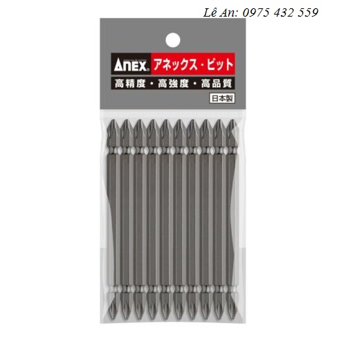 Vỉ 10 mũi vít 2 đầu có từ tính Anex AP-14M+2x110~300 Vỉ 10 mũi vít 2 đầu có từ tính Anex AP-14M+2x110~300
