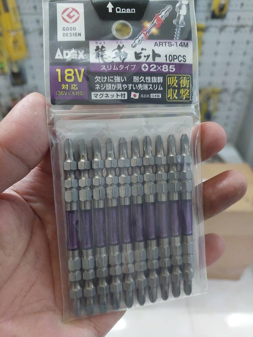 Vỉ 10 mũi vít 2 đầu có từ tính Anex ARTS-14M+2×85