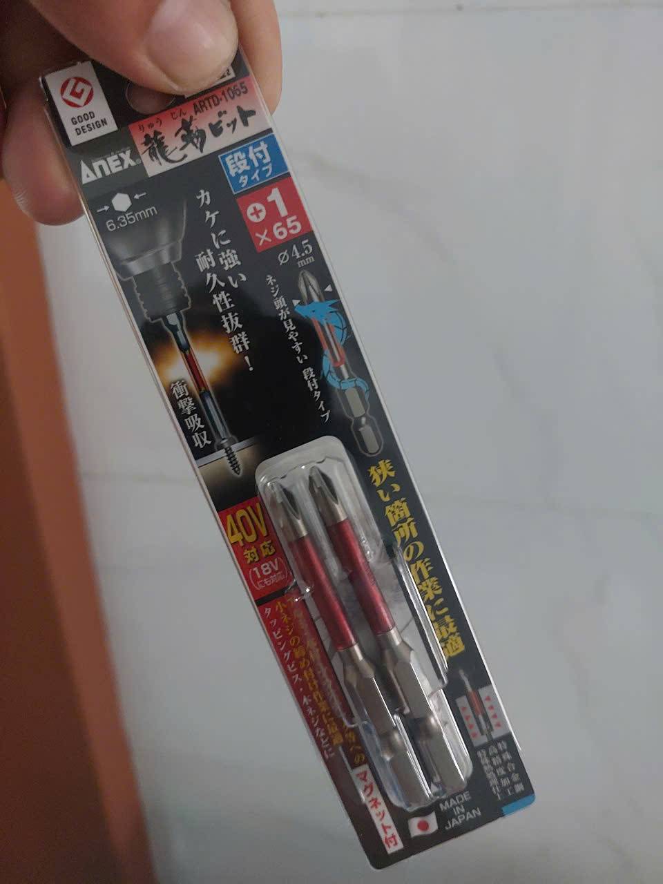 Vỉ 2 mũi vít 1 đầu có từ tính Anex ARTD-1065