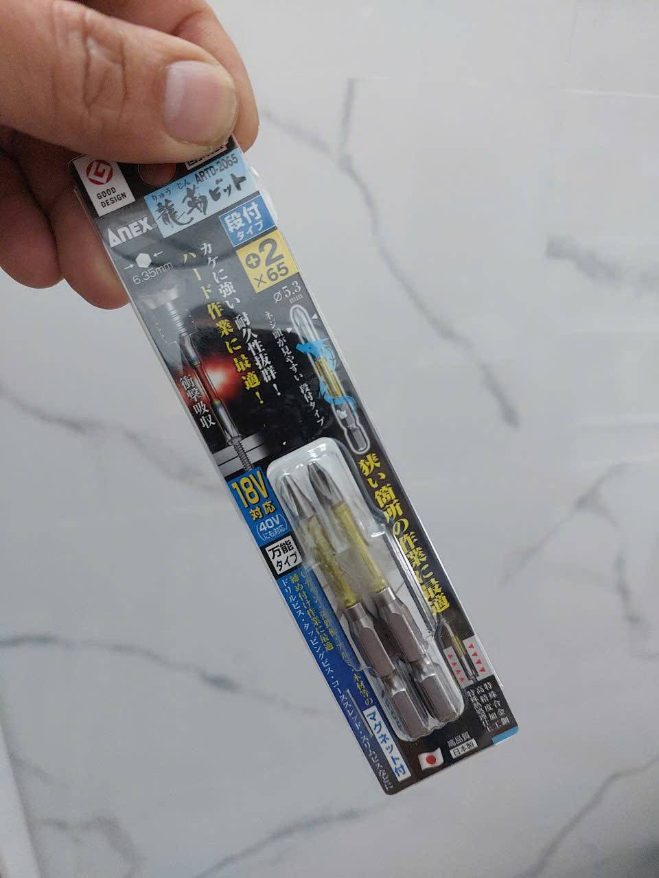 Vỉ 2 mũi vít 1 đầu có từ tính Anex ARTD-2065