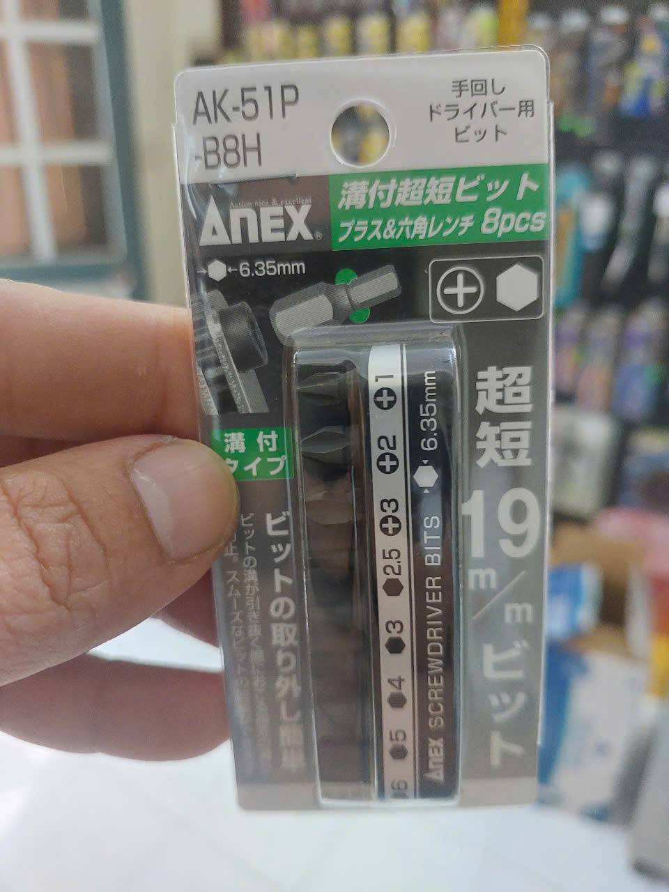 Bộ 8 mũi vít cộng và lục giác Anex AK-51P-B8H