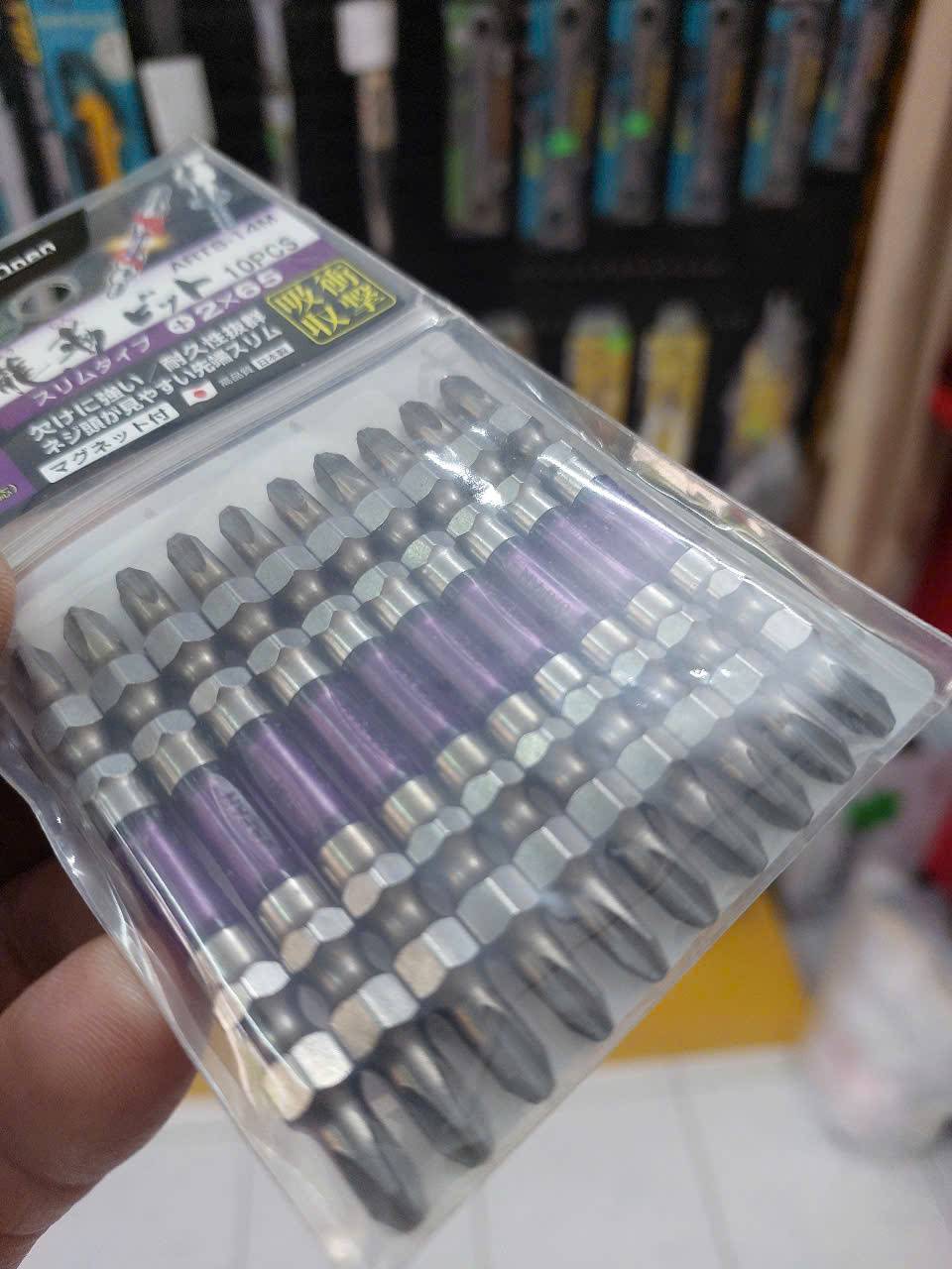 Vỉ 10 mũi vít 2 đầu có từ tính Anex ARTS-14M+2×65