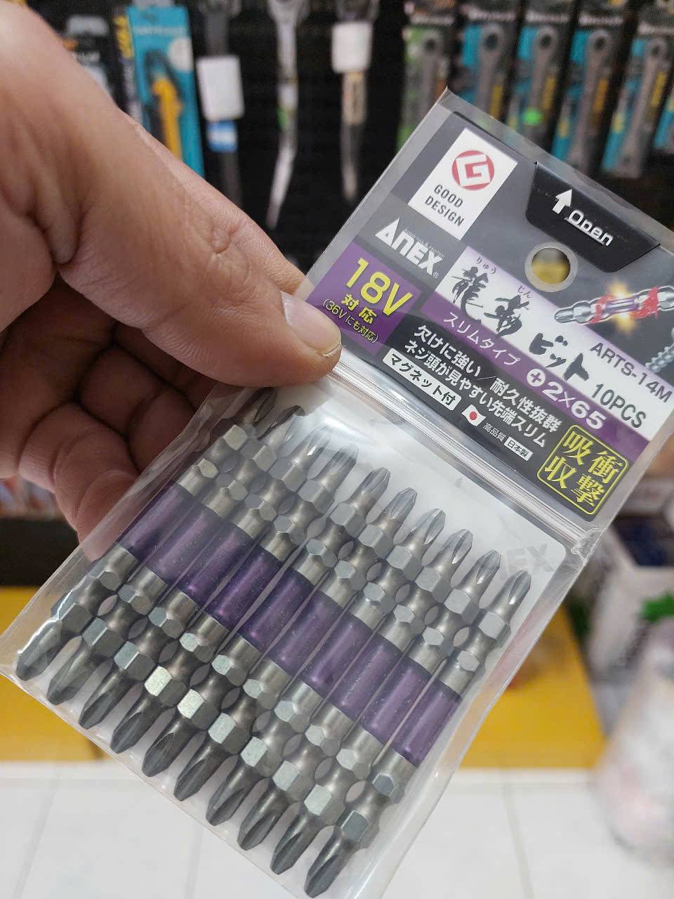 z7247619186191_7697f1c348a1ada11aed2af410303012 Vỉ 10 mũi vít 2 đầu có từ tính Anex ARTS-14M+2×65