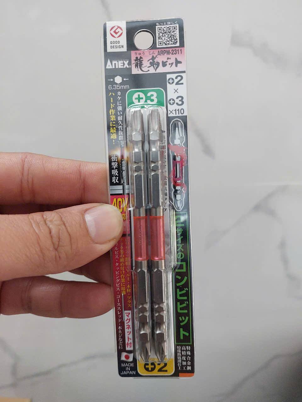 Vỉ 2 mũi vít 2 đầu rồng đỏ Anex ARPM-2311