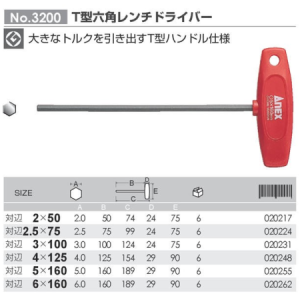 Tô vít lục giác tay cầm chữ T Anex No.3200