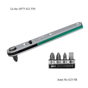 Bộ tay vặn và mũi vít dùng trong góc hẹp Anex No.425-5B