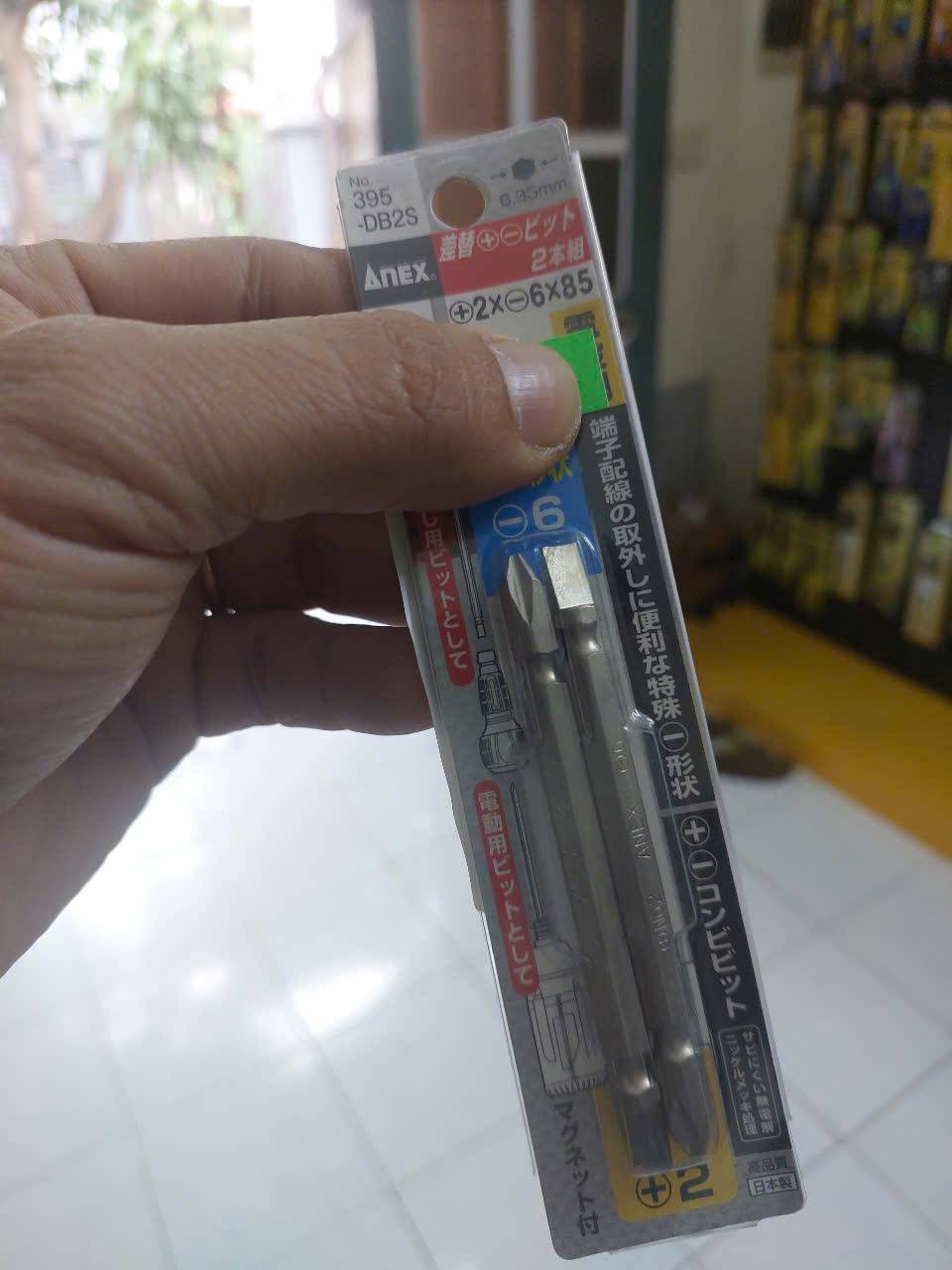 Vỉ 2 mũi vặn vít 2 đầu có từ tính Anex No.395-DB2S