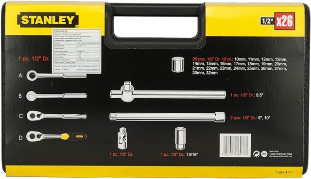 Bộ khẩu 1/2" Stanley 86-477 27 chi tiết