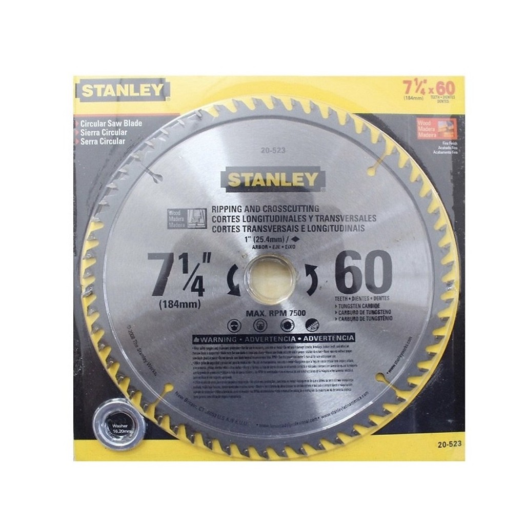 Lưỡi cưa gỗ Stanley 20-523 7-1/4''/60 răng Lưỡi cưa gỗ Stanley 20-523 7-1/4''/60 răng