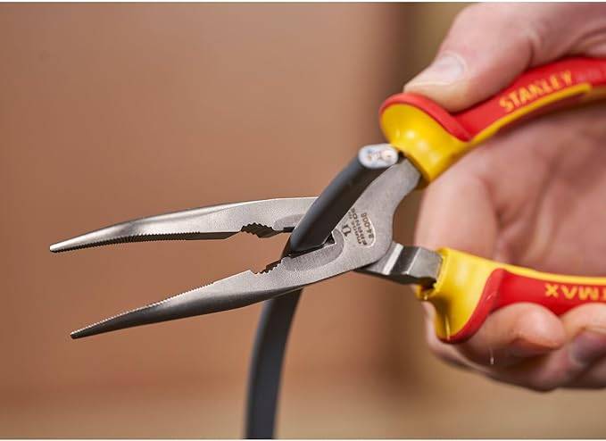 Kìm mũi dài cong cách nhiệt lý tưởng để kẹp hoặc uốn các vật nhỏ và cắt dây mềm