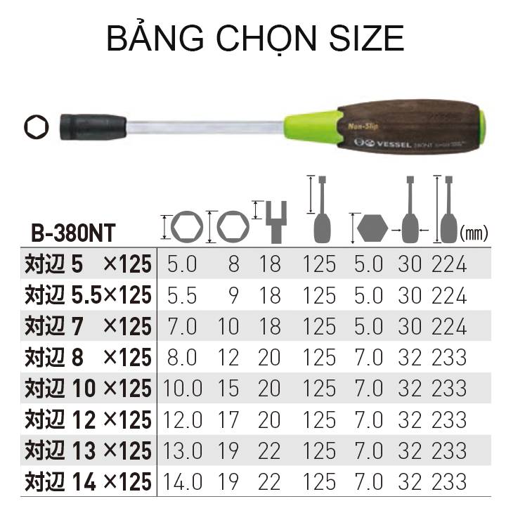 Tô vít chống trượt vặn bu lông No.B-380NT