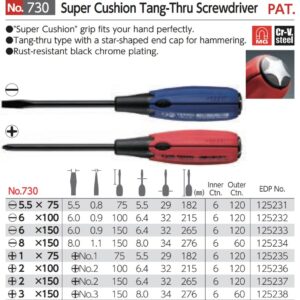 Tô vít đóng 4 cạnh cán siêu êm VESSEL No.730+3x150
