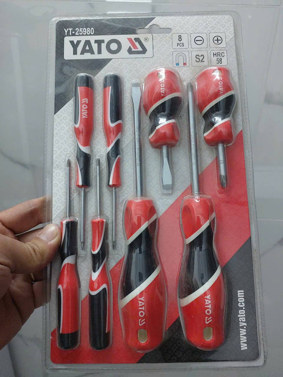 Bộ Tua Vít Đầu (+)(-) Có Nam Châm Yato 8 Chi Tiết Yt-25980