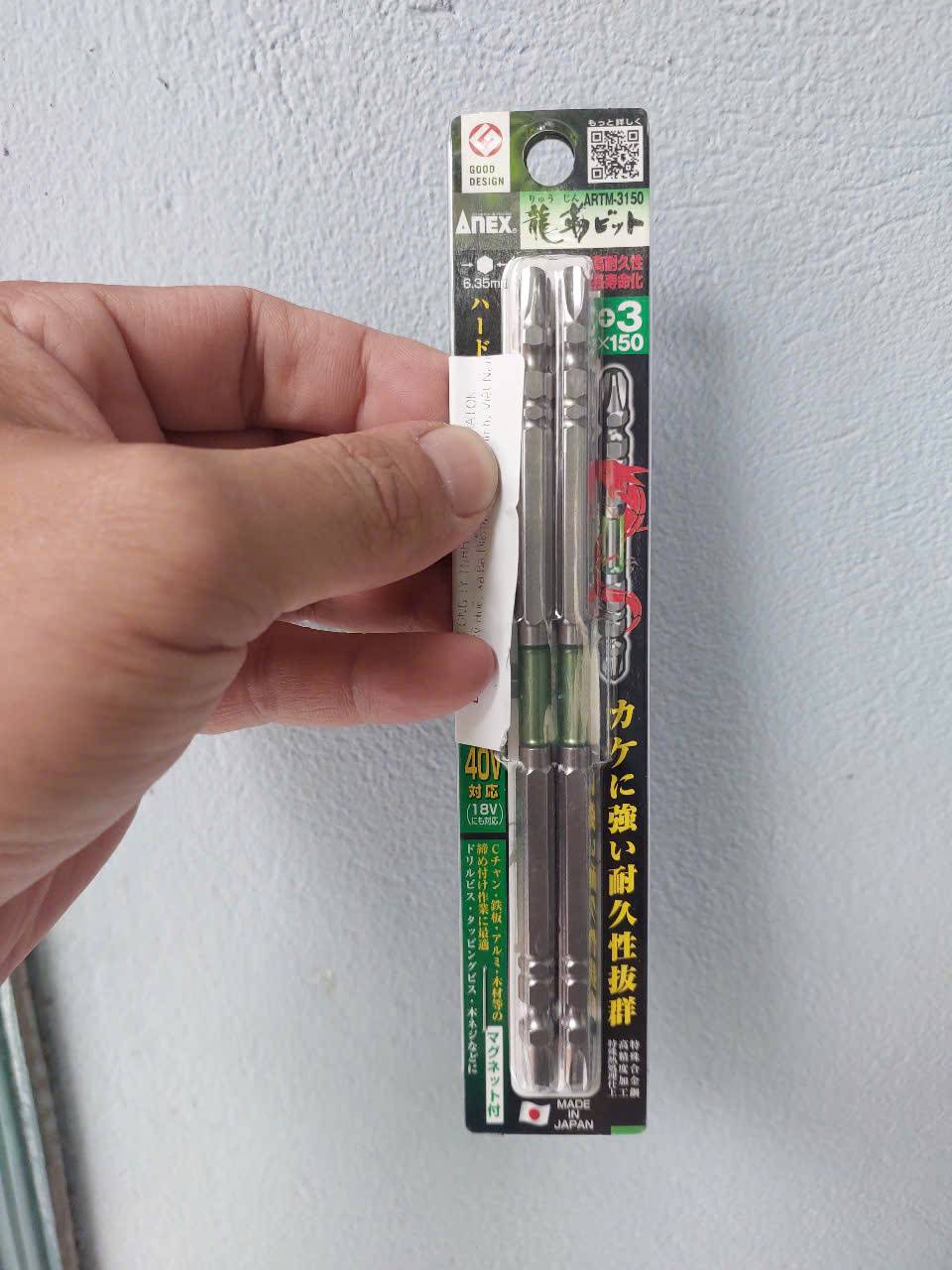 Vỉ 2 mũi vít 2 đầu có từ tính Anex ARTM-3150