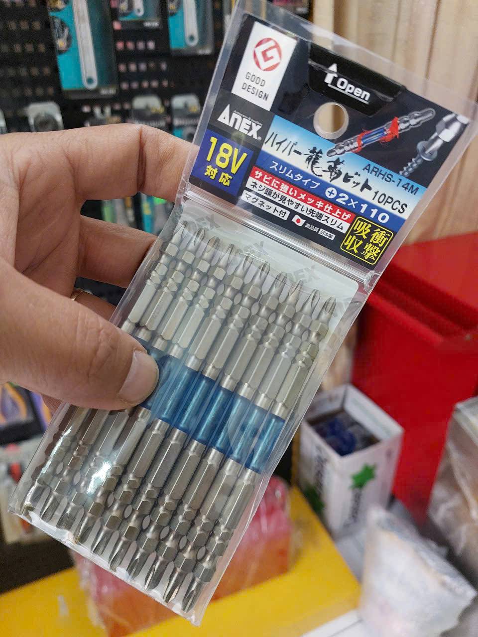 Vỉ 10 mũi vít 2 đầu Anex ARHS-14M+2×110