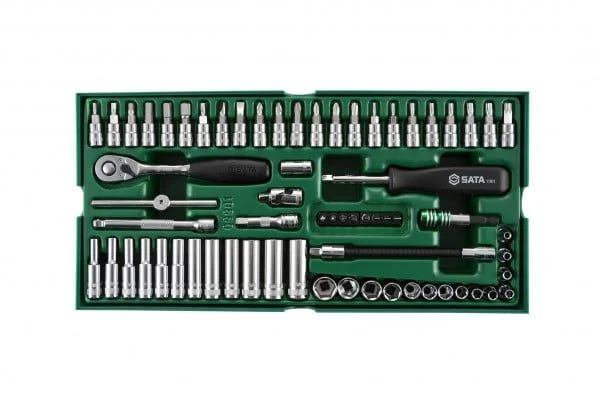 Bộ khay đầu tuýp lục giác 66 chi tiết cỡ 1/4 inch (hệ mét) SATA 09901