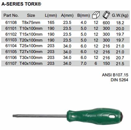 Tua vít sao (hoa thị) T40 x 100mm chuyên dụng SATA 61107