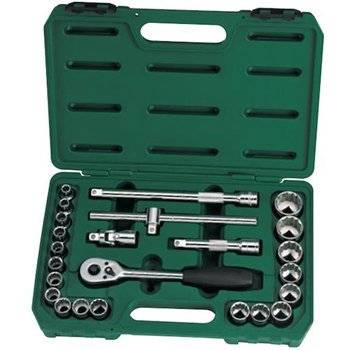 Bộ đầu tuýp (đầu khẩu) 24 chi tiết hệ mét với đầu nối cỡ 1/2 inch SATA 09060