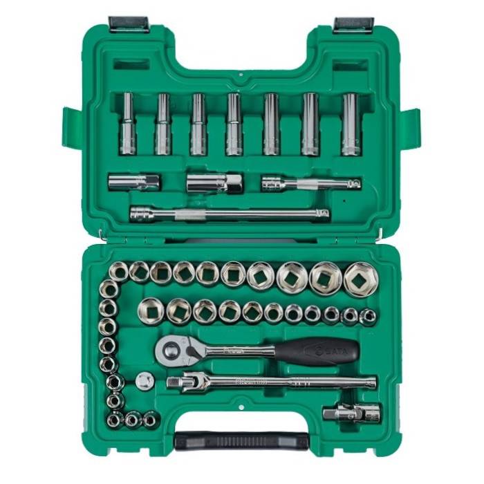 Bộ đầu tuýp/khẩu đa năng gồm 46 chi tiết với kích thước cốt vuông 1/2 inch SATA 09006
