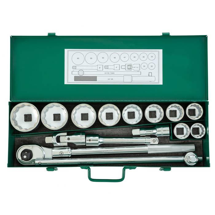 Bộ đầu tuýp (đầu khẩu) 12 cạnh chuẩn 3/4 inch gồm 15 chi tiết SATA 09015