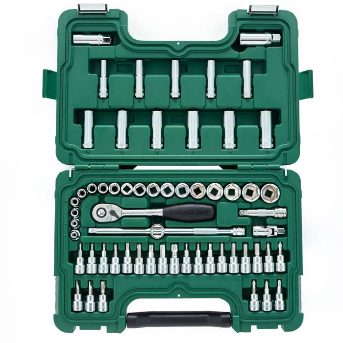 Bộ đầu tuýp (đầu khẩu) hệ mét cốt 3/8 inch 58 chi tiết SATA 09004