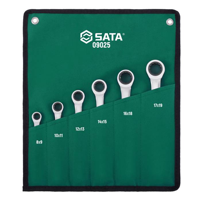 Bộ cờ lê hai đầu vòng tự động 6 chi tiết (kích thước từ 8mm đến 19mm) SATA 09025