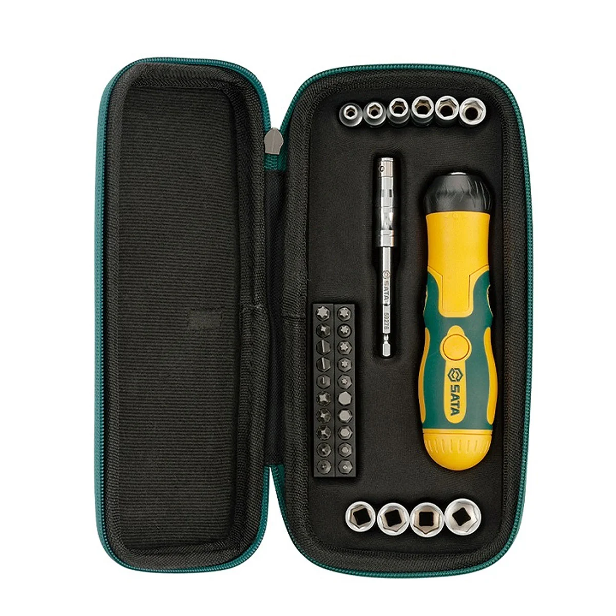 Bộ tua vít gập bánh cóc và đầu tuýp đa năng 38 chi tiết SATA 09374