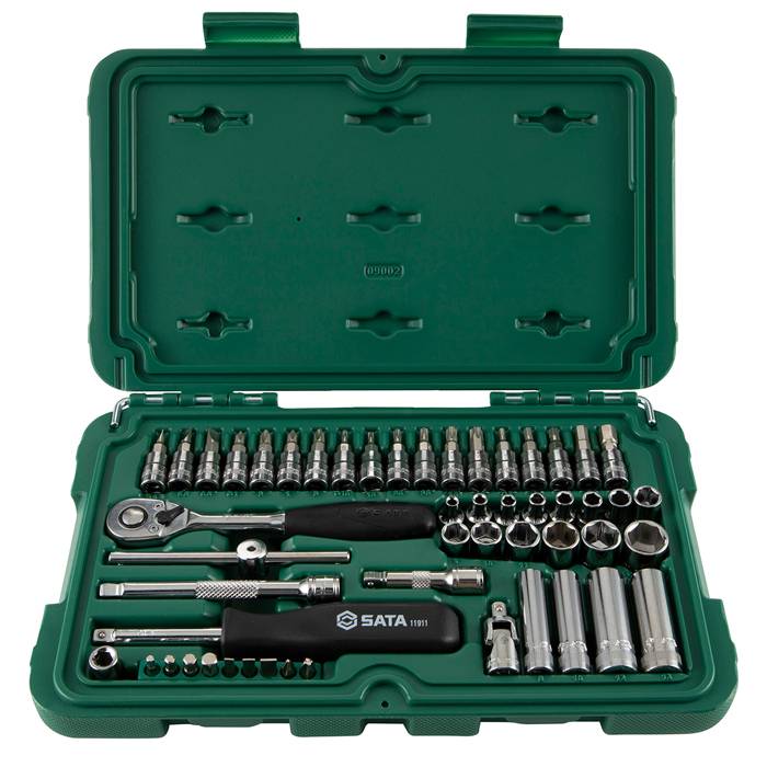 Bộ đầu tuýp và mũi vặn vít tổng hợp 52 chi tiết 1/4 inch hệ mét SATA 09002