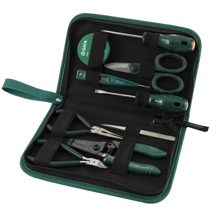 Bộ dụng cụ sửa chữa điện tử và kỹ thuật cơ bản gồm 9 chi tiết SATA 03750