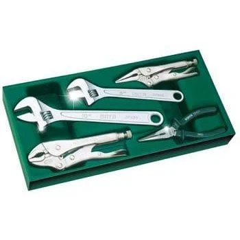 Bộ khay dụng cụ cầm tay 5 chi tiết kết hợp giữa mỏ lết và kìm chuyên dụng SATA 09909A